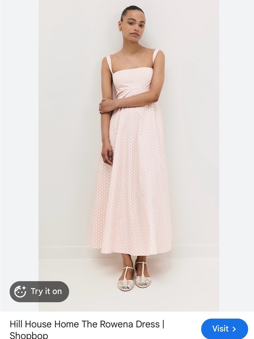 Hill House Blush Pink Midi Dress with Square Neck